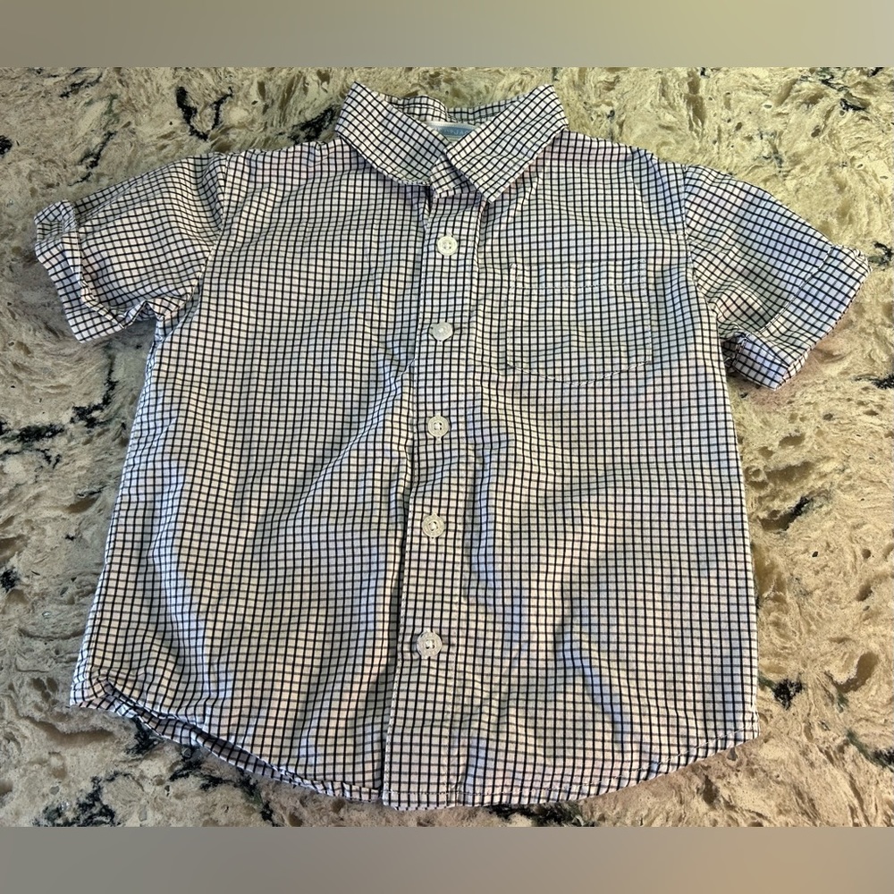 Janie and Jack Blue and White Plaid Button-Up Shirt